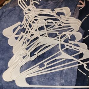 12 White Plastic Clothing Hangers W/ Indents For Easy Hanging